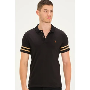 T8585 DEWBERRY MENS T-SHIRT-BLACK-CAMEL