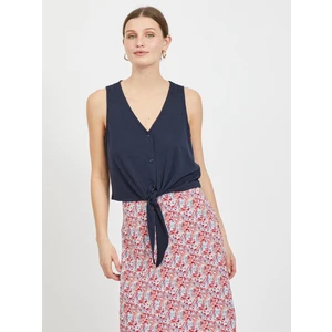 Dark blue short top with binding VILA Anika - Women