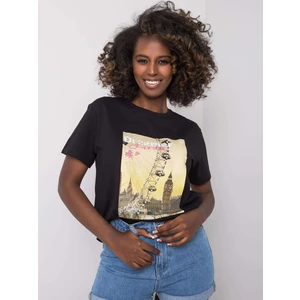 Black women&#39;s t-shirt with jewelery applications