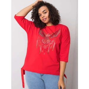 Red cotton blouse with applications