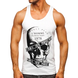 Maiou alb tank top cu imprimeu Bolf 14838