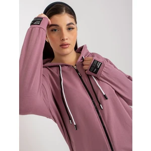 Dusty pink plus size zippered sweatshirt with print on the back