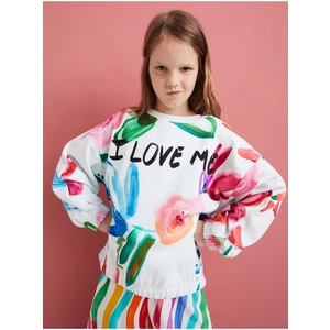 White Girly Patterned Sweatshirt Desigual Lia - Girls