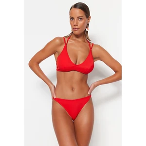 Trendyol Red Pile Regular Leg Bikini Bottoms