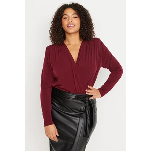 Trendyol Curve Plus Size Bodysuit - Burgundy - Regular fit