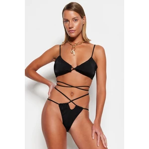 Trendyol Black Piping High Leg Bikini Bottoms