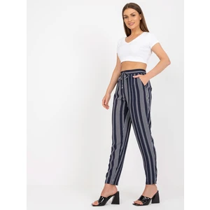 Dark blue summer trousers made of striped fabric SUBLEVEL