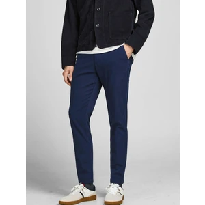 Tmavě modré slim fit kalhoty Jack & Jones Stollie - Pánské