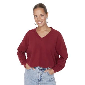 Trendyol Burgundy Oversize Thessaloniki Knitted Sweatshirt