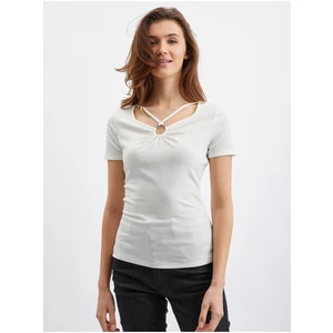 Orsay White Ladies T-shirt with Decorative Detail - Women