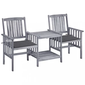 Zaradné stoličky so stolíkom akácia / látka Dekorhome Antracit,Zaradné stoličky so stolíkom akácia / látka Dekorhome Antracit