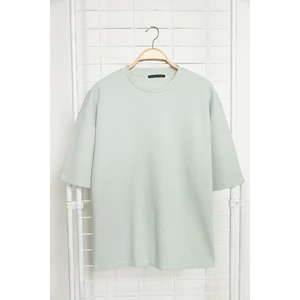 Trendyol Basic Mint Men's Oversize/Wide Cut Textured Waffle Short Sleeve T-Shirt