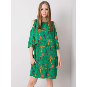 RUE PARIS Green patterned dress