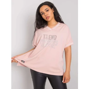 Dusty pink oversized women's blouse with applique