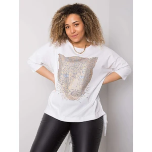 Women's plus size blouse with a white appliqué