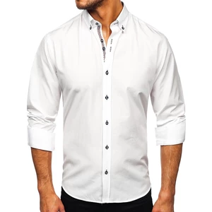 Biela pánska košeľa s dlhými rukávmi Bolf 20718