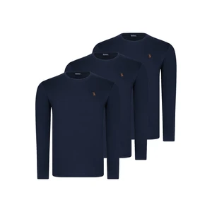 TRIPLE SET T8588 DEWBERRY ROUND COLLAR MEN'S SWEATSHIRT-LACİVERT-LACİVERT-LACİVERT