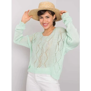 Women's mint openwork sweater