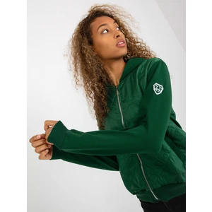 Dark green quilted bomber sweatshirt made of cotton RUE PARIS