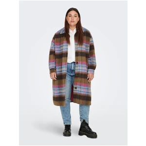 Blue-brown shirt coat with wool ONLY CARMAKOMA Denise - Women