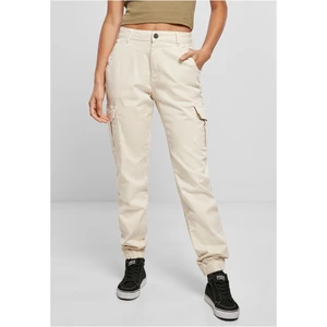 Women's high-waisted cargo pants whitesand