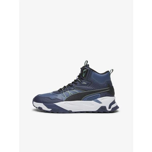 Puma Trinity Men's Dark Blue Ankle Sneakers with Leather Detailing - Men's