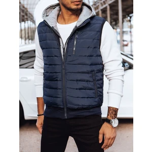 Men's quilted hooded vest, navy blue Dstreet