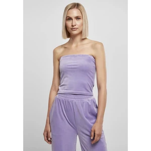 Ladies Short Velvet Tube Top Lavender