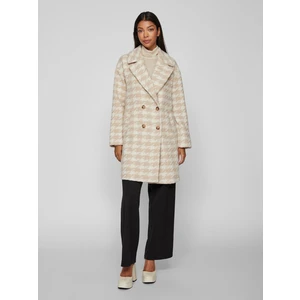 Women's cream-beige patterned coat VILA Vilunes - Women