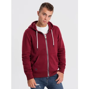 Ombre BASIC men's unbuttoned hooded sweatshirt - maroon