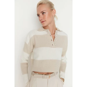 Trendyol Stone Soft Texture Color Block Knitwear Sweater