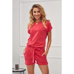 Women's overall with short legs in coral design