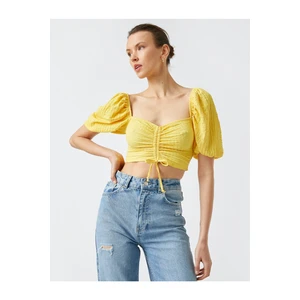 Koton Pleated Blouse with Balloon Sleeves