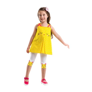 Denokids Yellow Sleepy Cat Tunic Set