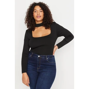 Trendyol Curve Black Collar Detailed Knitwear Blouse