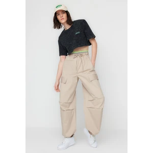 Trendyol X Sagaza Studio Beige Elastic Detailed Cargo Pants