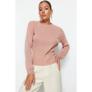 Trendyol Powder Pearl Detailed Crewneck Knitwear Sweater