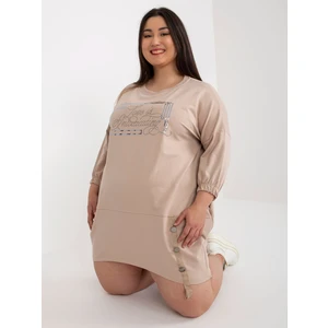 Beige sweatshirt dress size plus with pockets