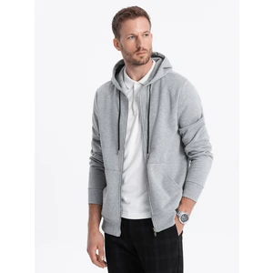 Ombre Men's unbuttoned hooded sweatshirt - grey melange