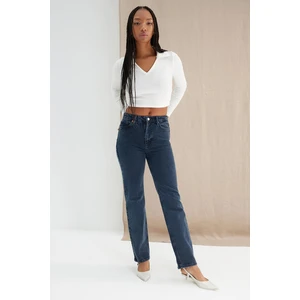 Trendyol Midnight Blue High Waist Long Comfort Straight Jeans