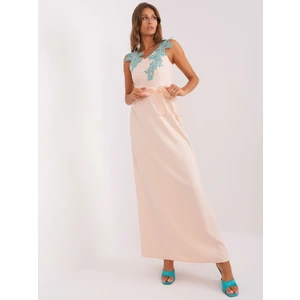 Peach evening dress with hangers