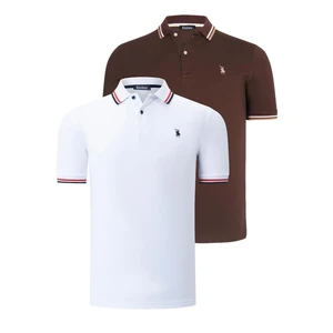 DUAL SET T8594 DEWBERRY MENS T-SHIRT-WHITE-BROWN