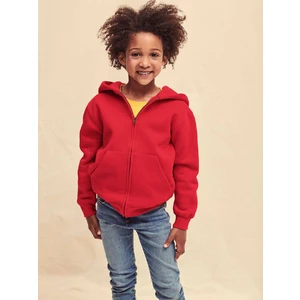 Red Kids Hoodie Zip Through Hooded Sweat Fruit of the Loom