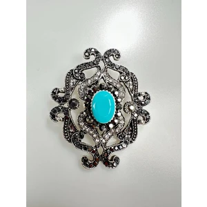 Brooch XZ459-107 Silver + Blue