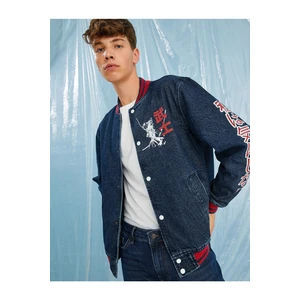 Koton College Printed Denim Jacket