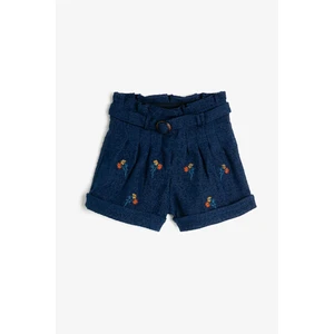 Koton Girls' Navy Blue Floral Print Short Shorts