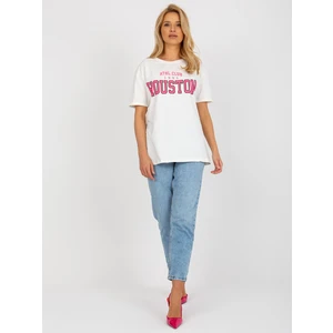 Ecru loose women's t-shirt with print