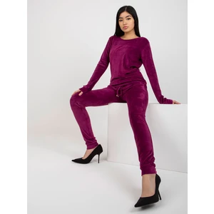 Purple velour set with trousers by Clarisa RUE PARIS