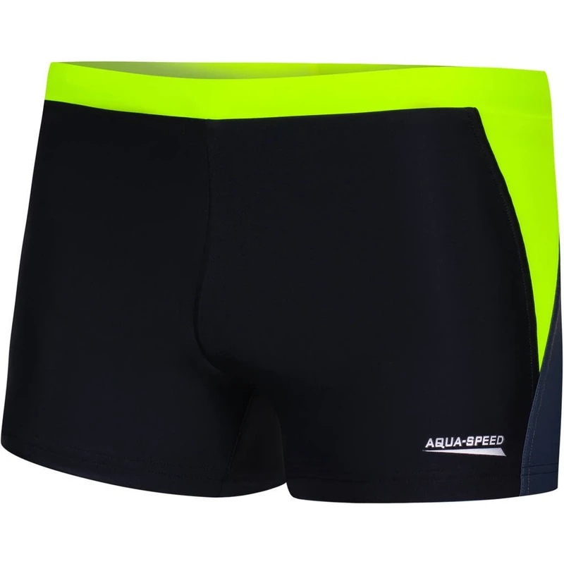 AQUA SPEED Man's Swimming Shorts Dario Black/Grey/Yellow Pattern 138