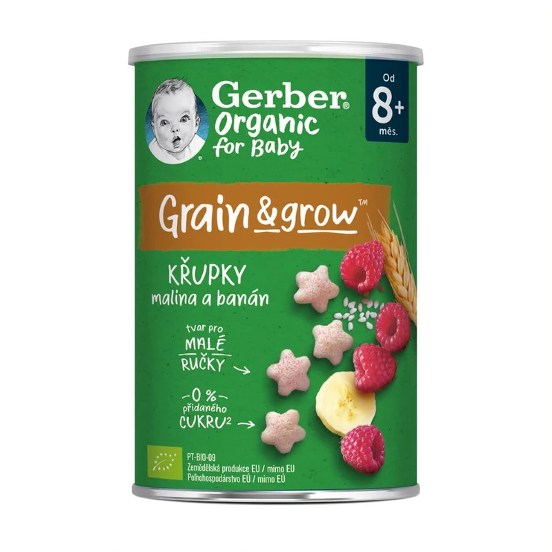 GERBER Organic křupky s malinou a banánem 35 g